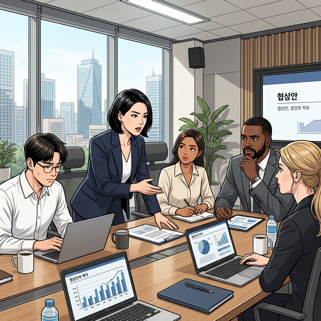 성과급 협상 테이블 이미지