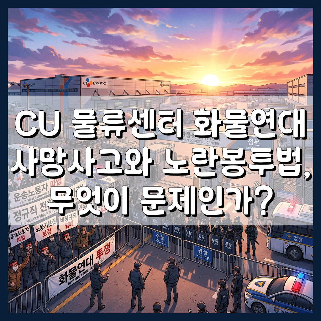 CU 물류센터 화물연대 집회 현장 이미지