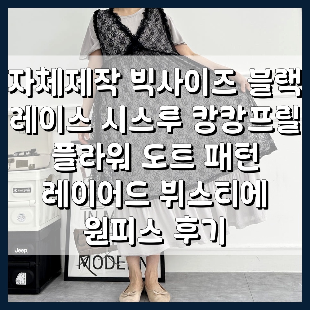 자체제작 빅사이즈 블랙 레이스 시스루 캉캉프릴 플라워 도트 패턴 레이어드 뷔스티에 원피스 후기