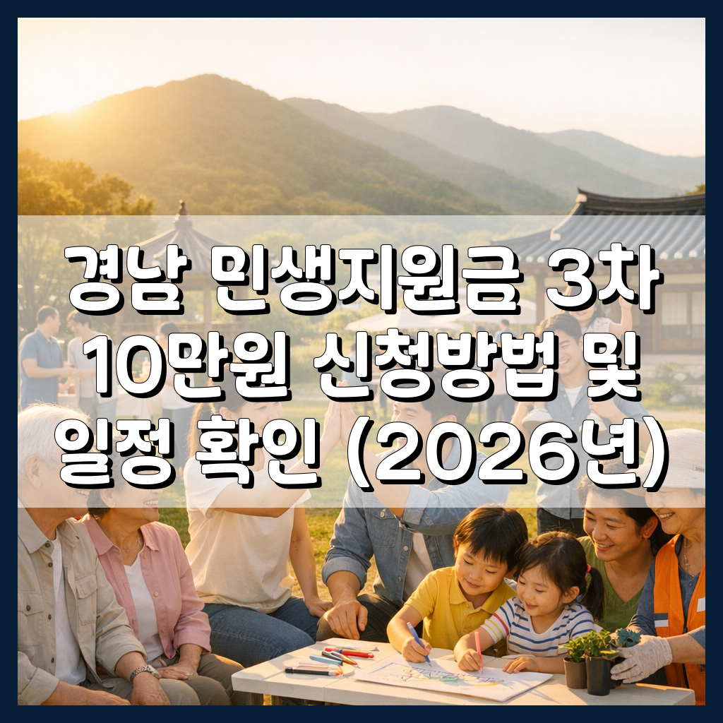 경남 민생지원금 3차 10만원 신청방법 및 일정 확인 (2026년)