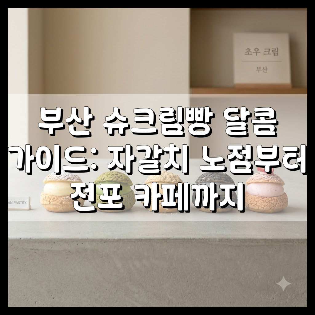 부산의 다양한 슈크림빵이 모여있는 풍경